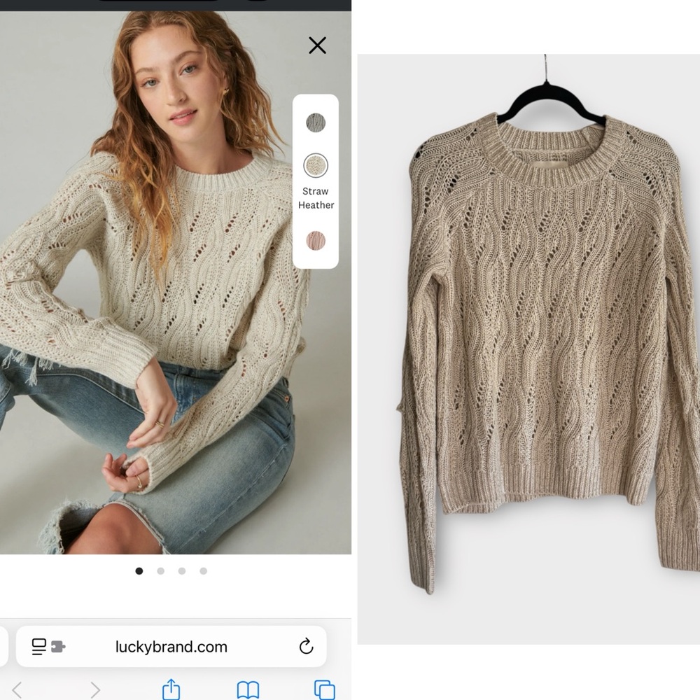 NEW Lucky Brand Cable Stitch Metallic Shine Pullover Sweater, Small